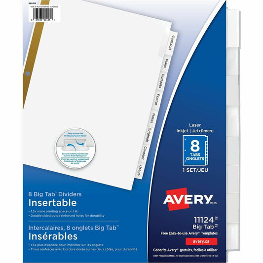 Avery&reg; Big Tab&trade; Insertable Dividers, 8 tabs, 1 set