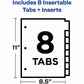 Avery&reg; Big Tab™ Insertable Dividers, 8 tabs, 1 set - 11124