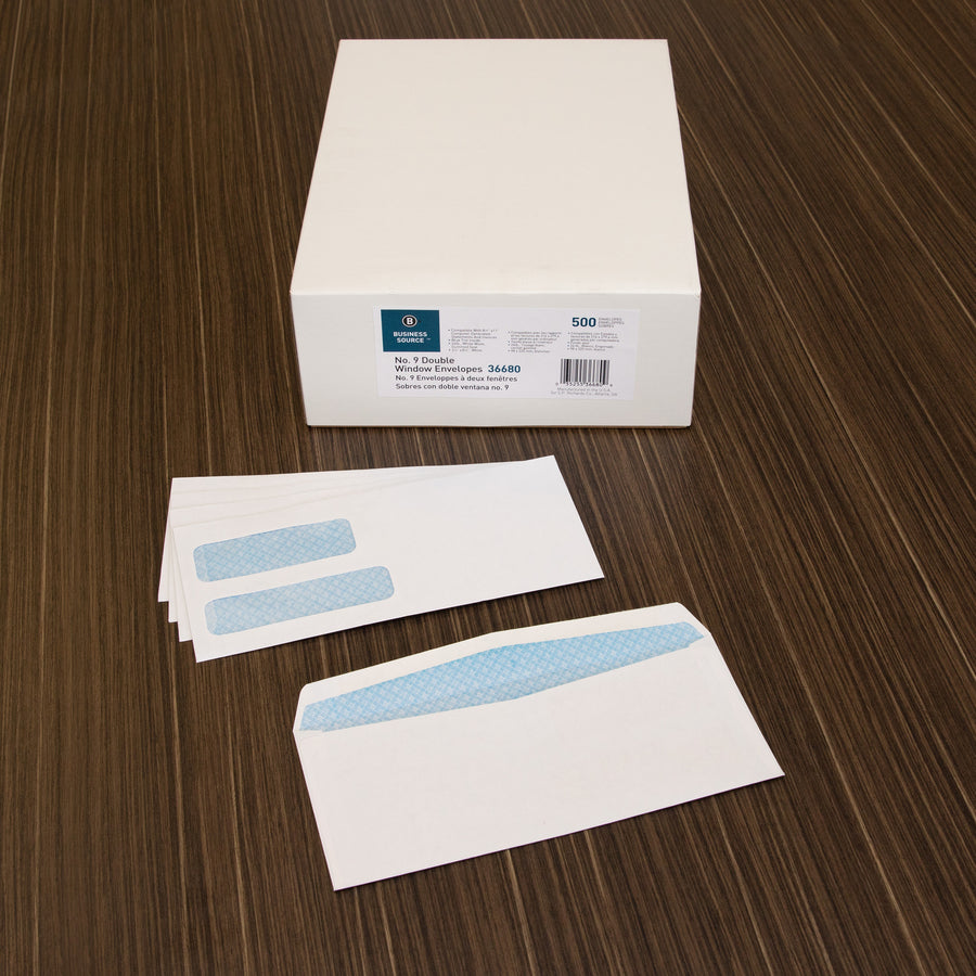 Business Source No. 9 Double Window Invoice Envelopes - 36680