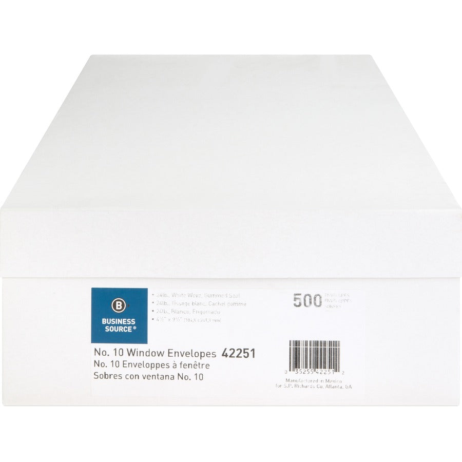Business Source Economical No. 10 Window Envelope - 42251
