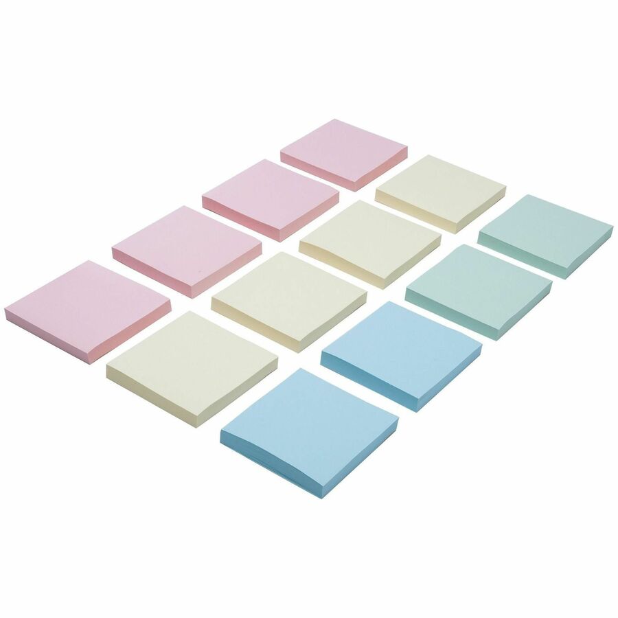 Business Source 3" Plain Pastel Colors Adhesive Notes - 36614
