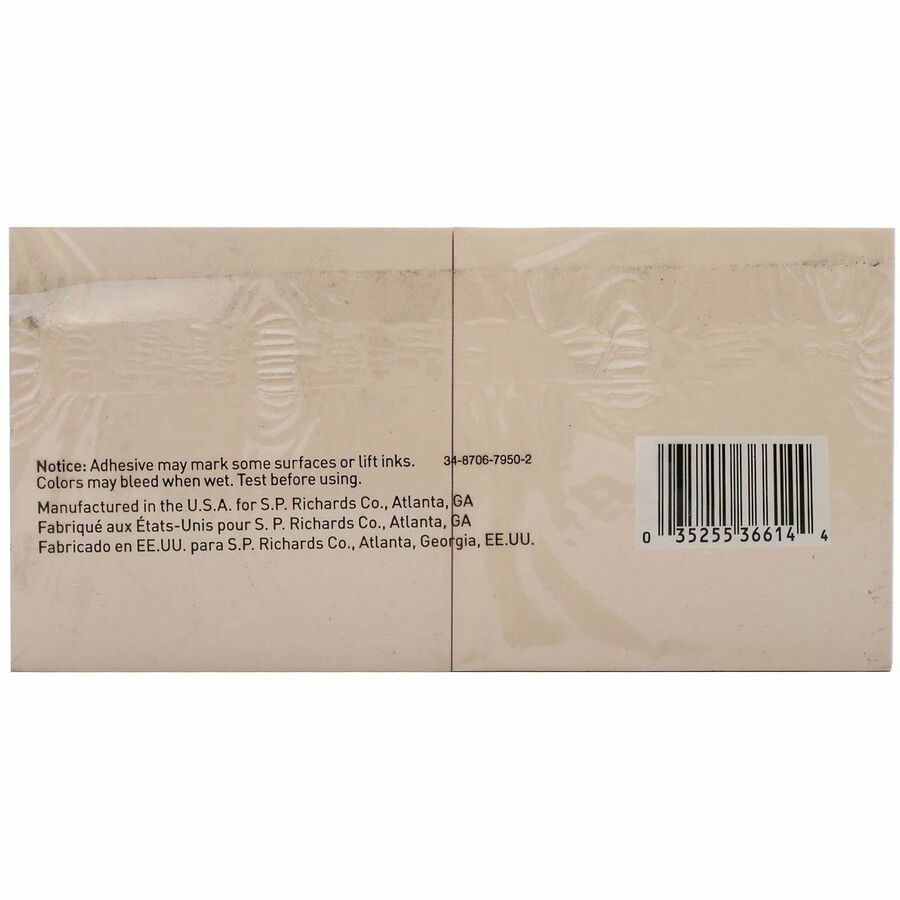 Business Source 3" Plain Pastel Colors Adhesive Notes - 36614