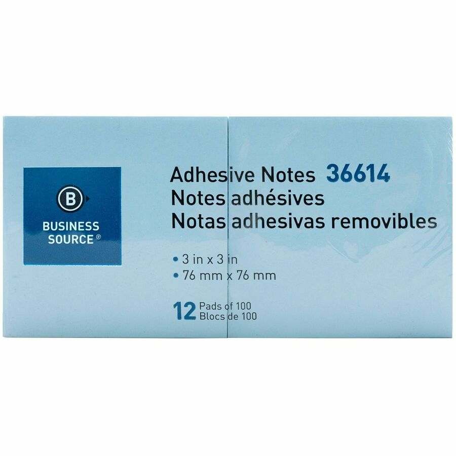 Business Source 3" Plain Pastel Colors Adhesive Notes - 36614