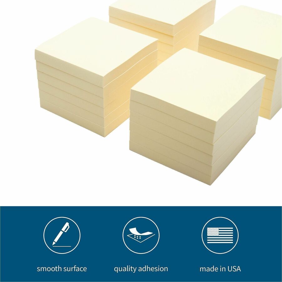 Business Source Yellow Repostionable Adhesive Notes - 36616
