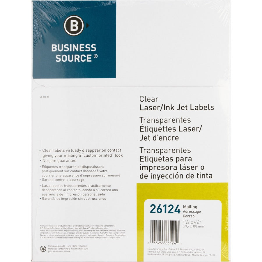 Business Source Clear Return Address Laser Labels - 26124