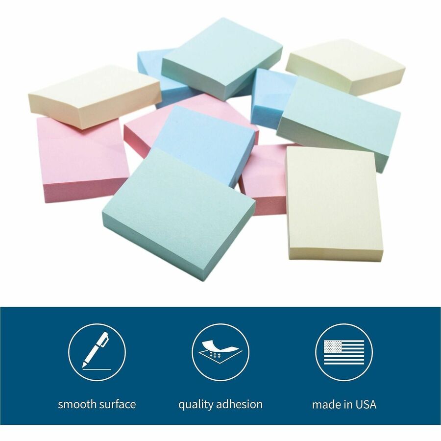 Business Source Premium Plain Pastel Adhesive Notes - 16500