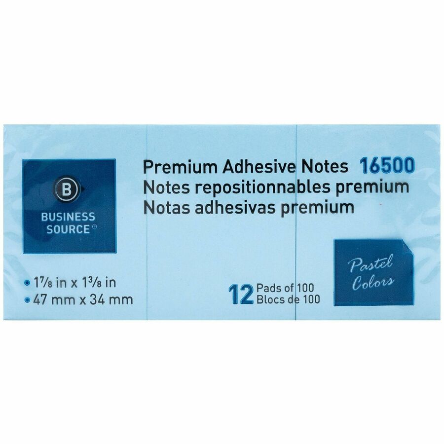 Business Source Premium Plain Pastel Adhesive Notes - 16500