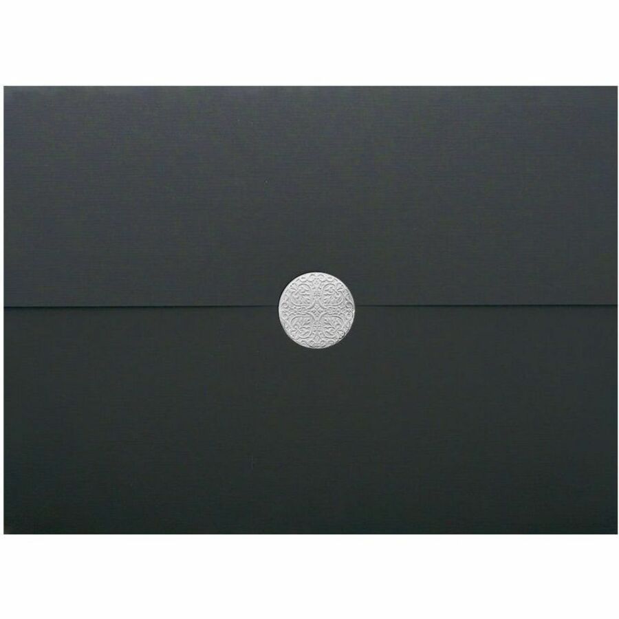 St. James&reg; Elite™ Medallion Fold Certificate Holders, Black Linen with Silver Medallion, Pack of 5, 83566