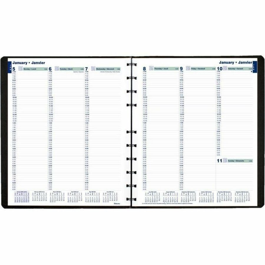 Blueline MiracleBind Weekly Planner, 11" x 9-1/6" , Bilingual, Black - CF595081BT