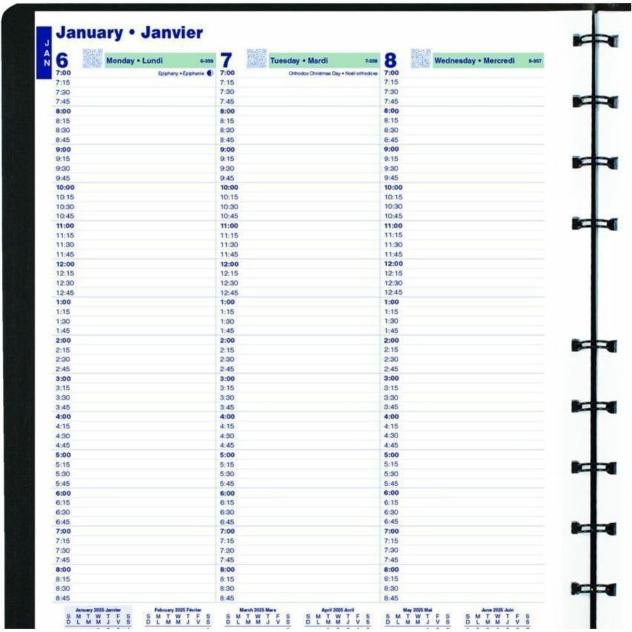 Blueline MiracleBind Weekly Planner, 11" x 9-1/6" , Bilingual, Black - CF595081BT