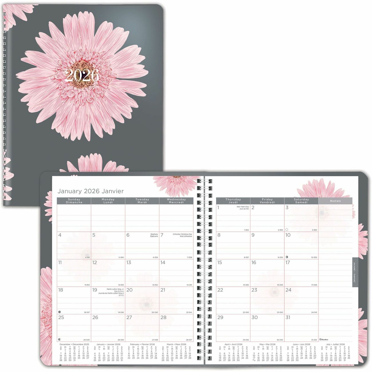 AGENDA MTHLY PINK-R BIL.9X7