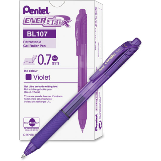 EnerGel-X Retractable Gel Roller, (0.7mm) Metal Tip, Violet Ink - BL107V
