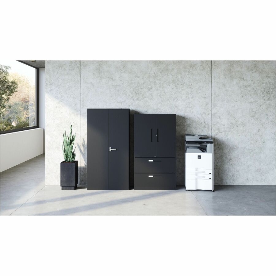 9300 Series 72" Two Door Storage Cabinet, Black - 9336-S72L BLK