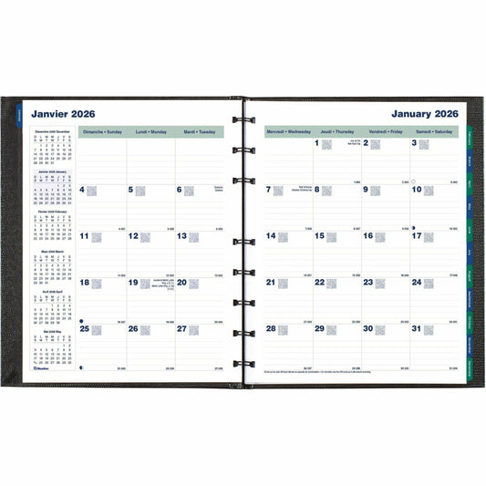 Blueline MiracleBind CoilPro Monthly Planner, 9-1/4" x 7-1/4" , Bilingual, Black