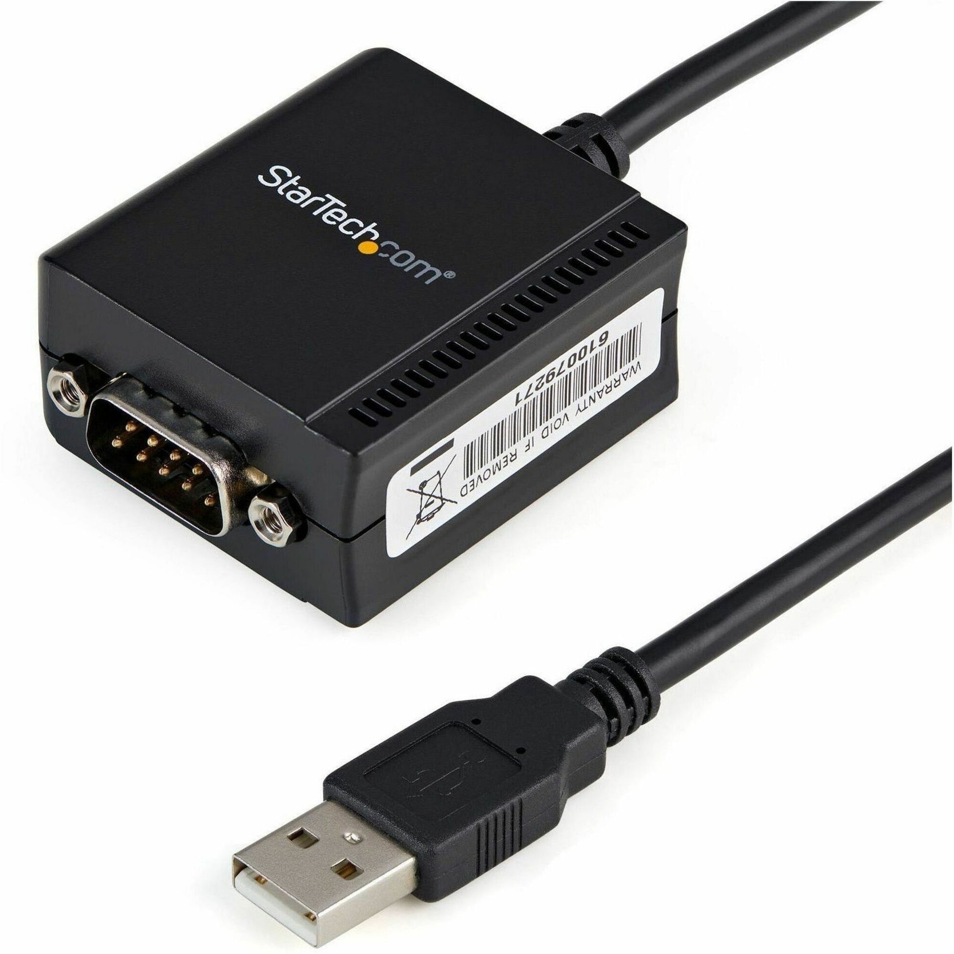 StarTech.com 6ft (1.8m) 1-Port FTDI USB to Serial RS232 Adapter Cable with COM Retention, USB to RS232 Adapter - TAA