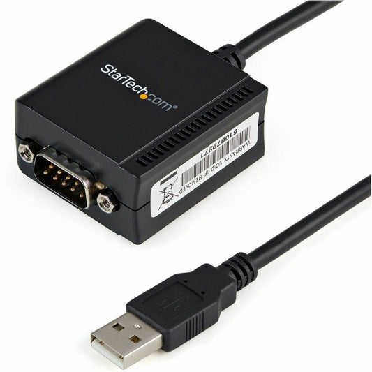 StarTech.com 6ft (1.8m) 1-Port FTDI USB to Serial RS232 Adapter Cable with COM Retention, USB to RS232 Adapter - TAA