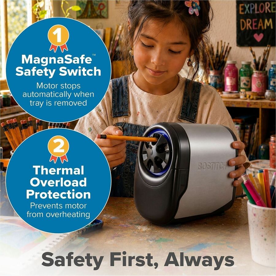 Bostitch QuietSharp Glow Antimicrobial Classroom Electric Pencil Sharpener - EPS11HC