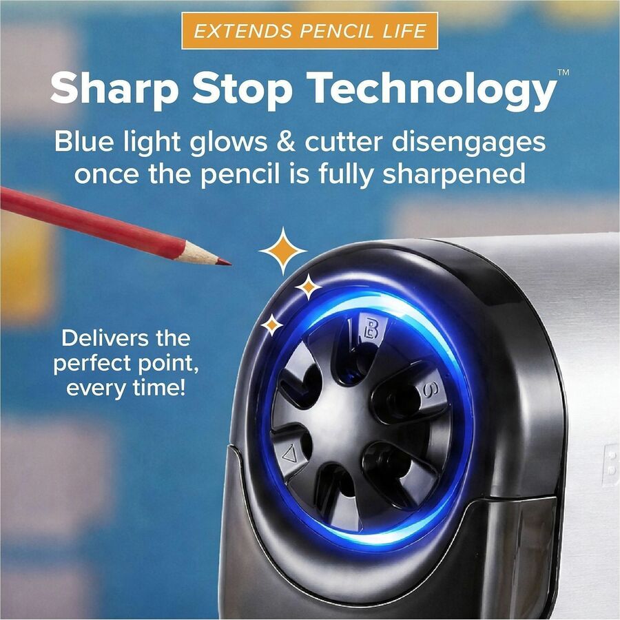 Bostitch QuietSharp Glow Antimicrobial Classroom Electric Pencil Sharpener - EPS11HC
