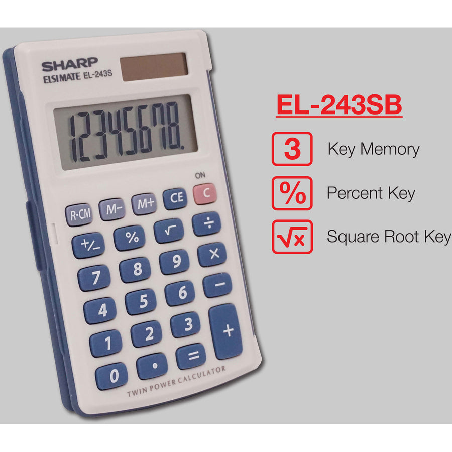 Sharp Calculators Handheld Calculator with Hard Case - EL243SB