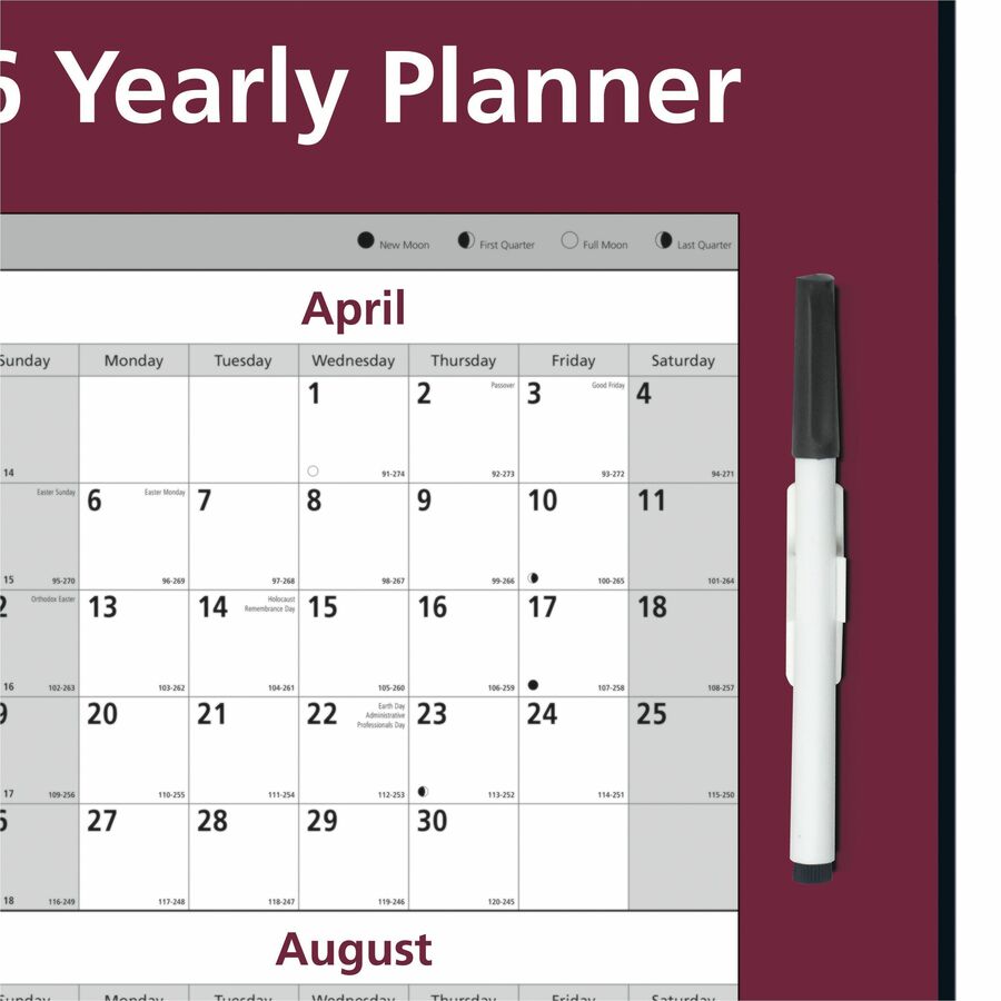 Brownline Laminated Reversable Yearly Wall Calendar, 32" x 48" , English - C177468
