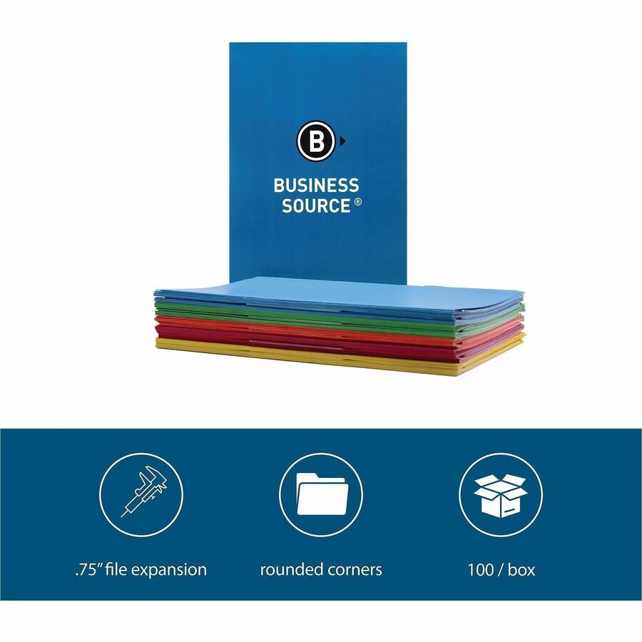 Business Source 1/3 Tab Cut Legal Recycled Top Tab File Folder - 65781
