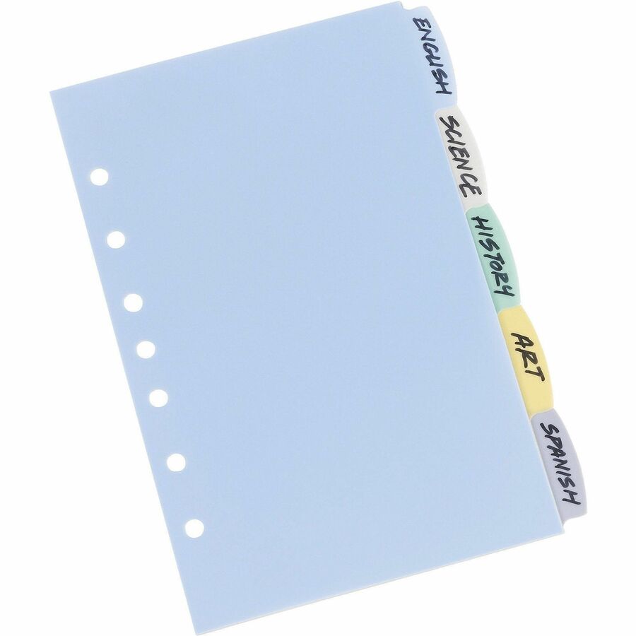 Avery&reg; Durable Plastic Write-On Dividers 5-1/2" x 8-1/2" , 5 tabs - 16180
