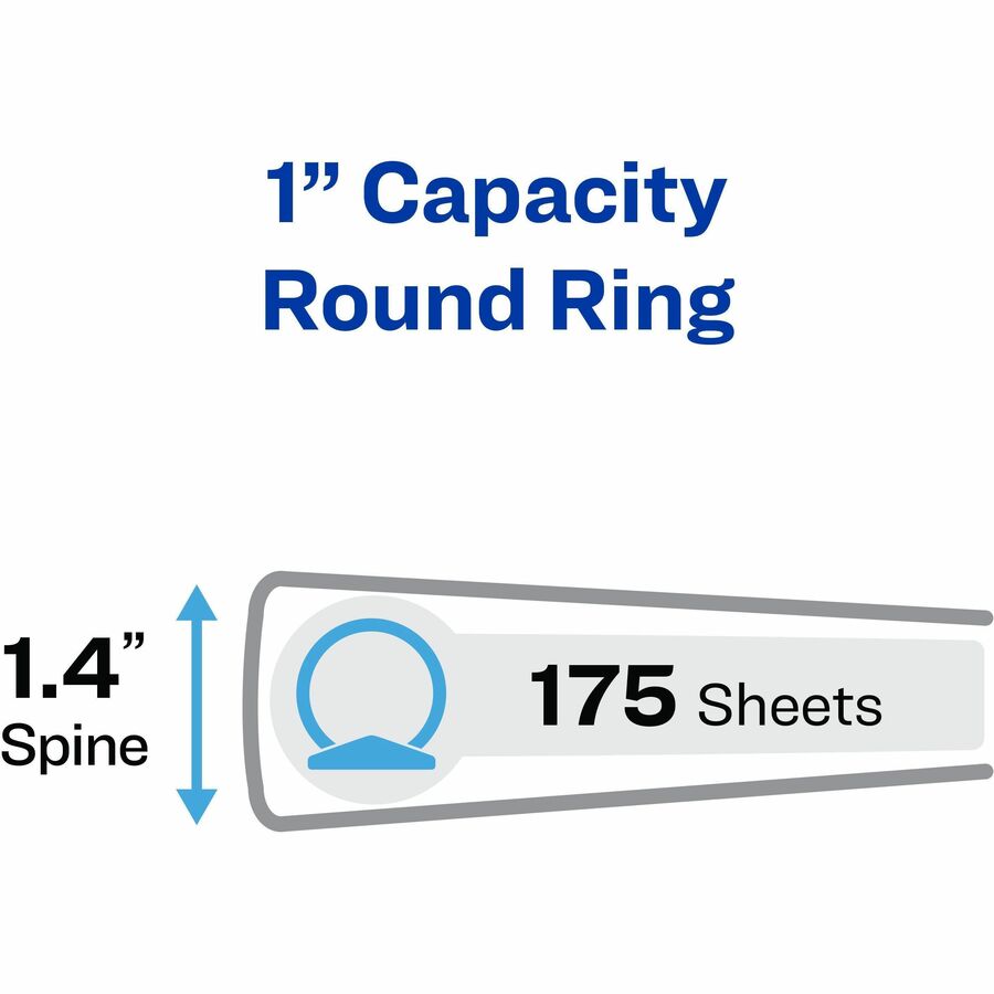 Avery&reg; Durable View Binder 1" , Round Rings, 5-1/2" x 8-1/2" , White - 17116