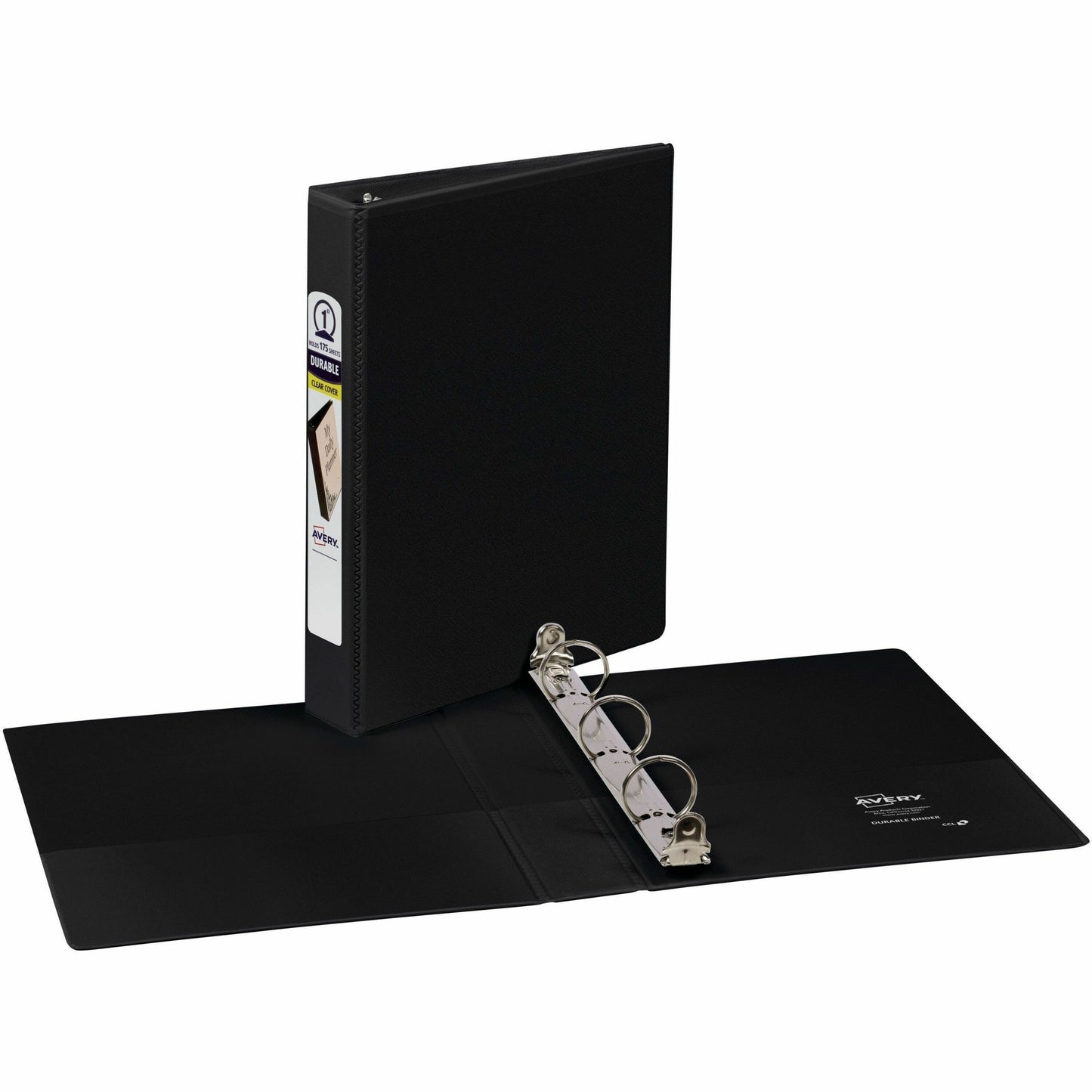 Avery&reg; Durable View Binder 1" , Round Rings, 5-1/2" x 8-1/2" , Black