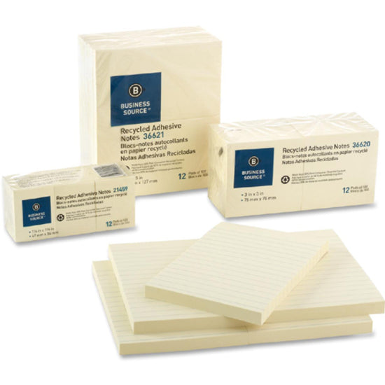 Business Source Yellow Adhesive Notes - 36619