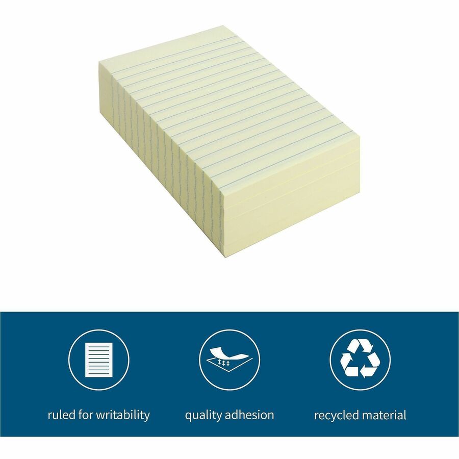 Business Source Yellow Adhesive Notes - 36619