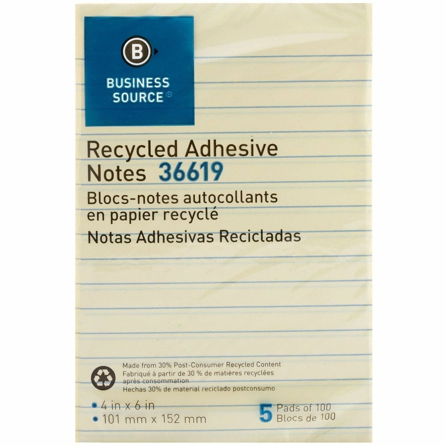 Business Source Yellow Adhesive Notes