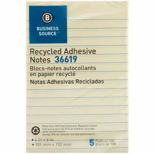 Business Source Yellow Adhesive Notes