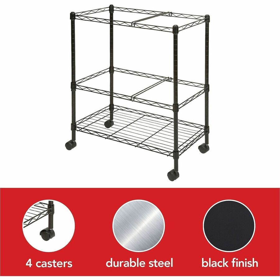 Lorell 2-Tier Wire Mobile File Cart - 45650