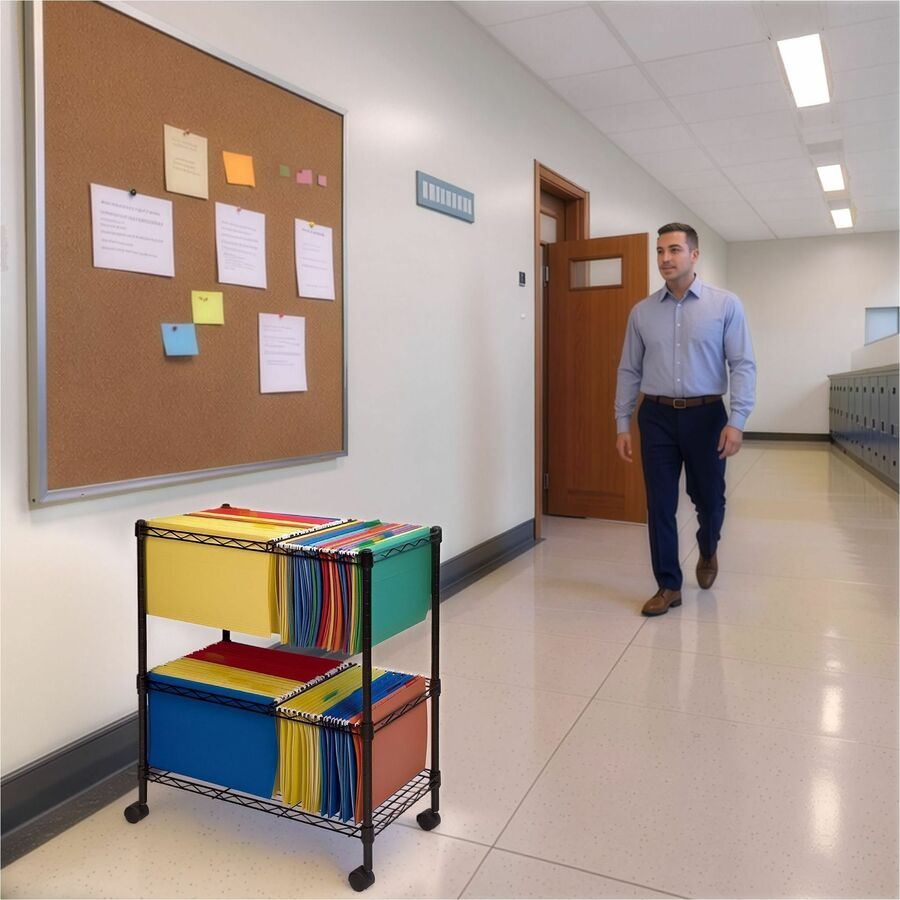 Lorell 2-Tier Wire Mobile File Cart - 45650