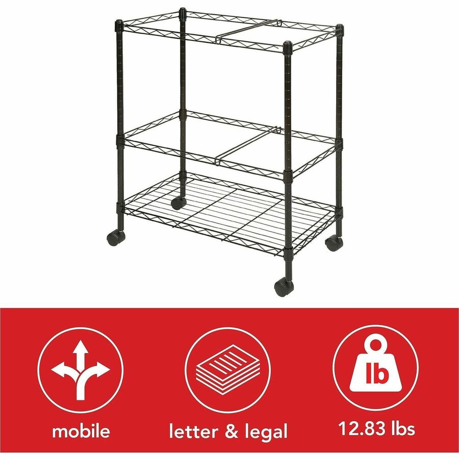 Lorell 2-Tier Wire Mobile File Cart - 45650