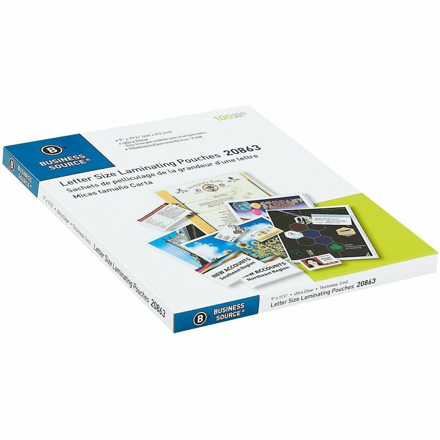 Business Source Letter Size Laminating Pouches - Sealed Long Side - 20863