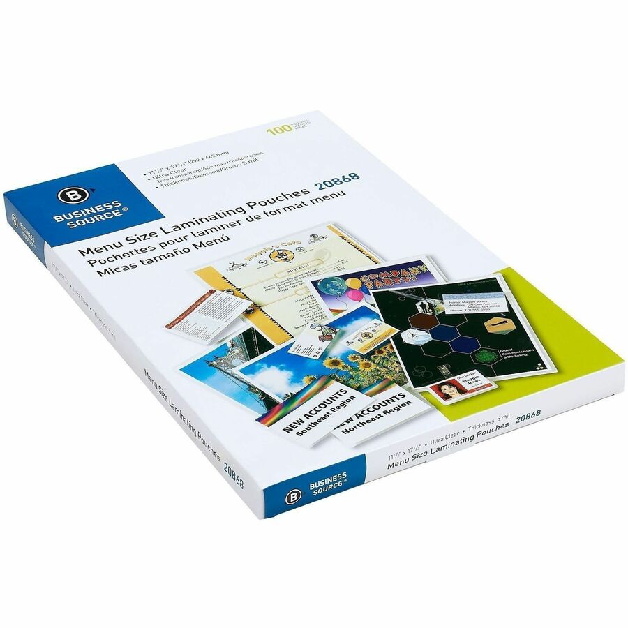 Business Source 5 mil Menu Laminating Pouches - 20868
