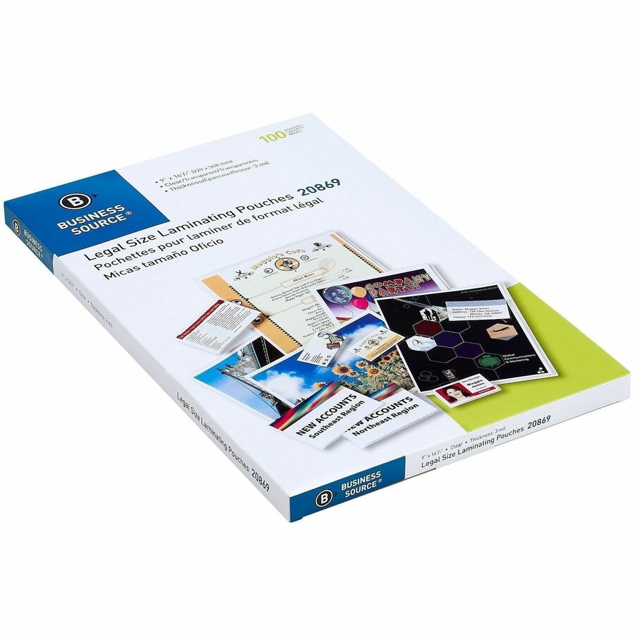 Business Source 3 mil Legal-Size Laminating Pouches - 20869
