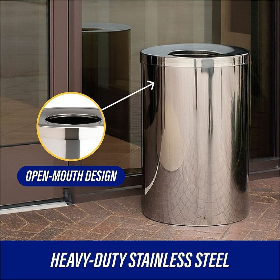 Genuine Joe 30 Gallon Stainless Steel Trash Receptacle - 58895