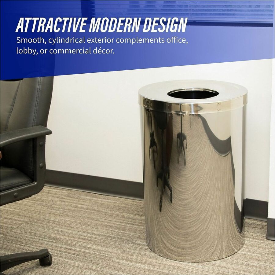 Genuine Joe 30 Gallon Stainless Steel Trash Receptacle - 58895