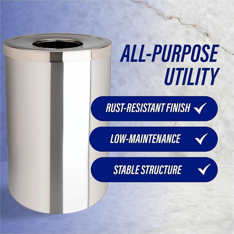 Genuine Joe 30 Gallon Stainless Steel Trash Receptacle - 58895