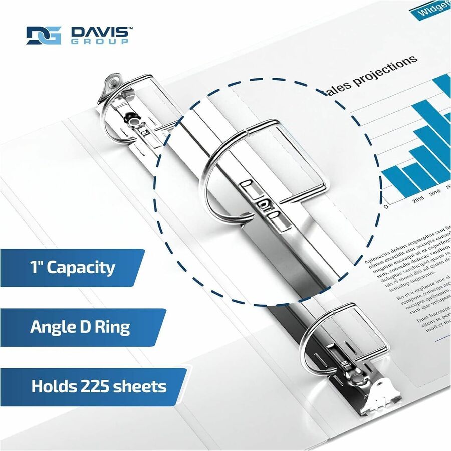 Davis Group Easyview Premium, Angle D Ring, Customizable, View Binder, (White, 1") - 830100