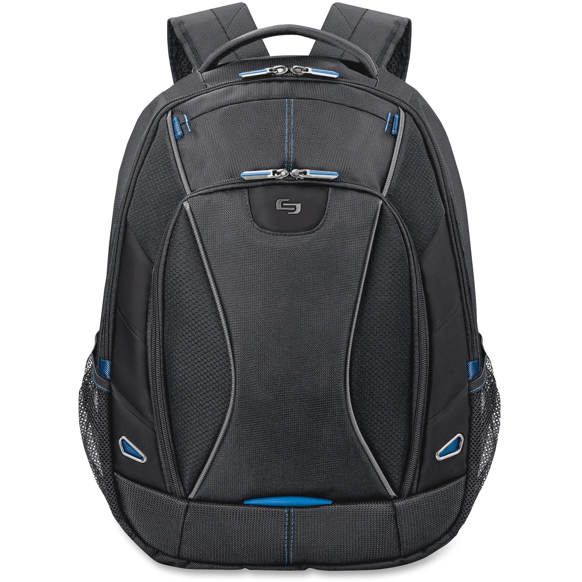 Solo Tech Carrying Case (Backpack) for 17.3" Apple iPad Notebook, Digital Text Reader, Tablet PC, Accessories - Black, Blue