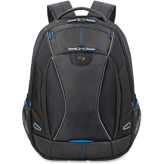 Solo Tech Carrying Case (Backpack) for 17.3" Apple iPad Notebook, Digital Text Reader, Tablet PC, Accessories - Black, Blue