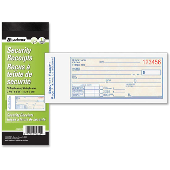 Adams Security Receipt Book - ADCS27B