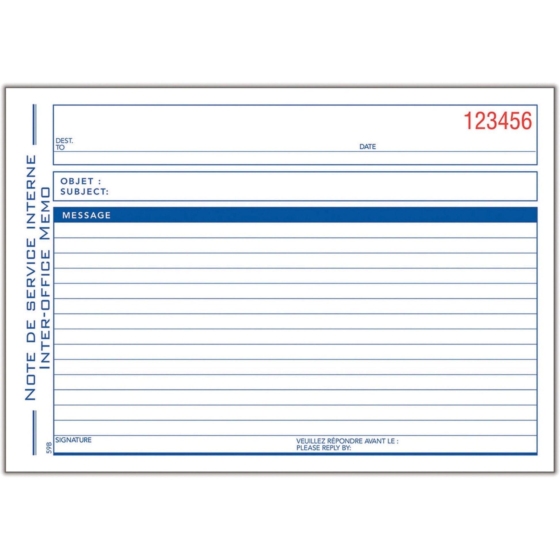 Adams Preprinted Interoffice Memo Book