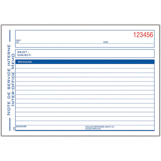 Adams Preprinted Interoffice Memo Book