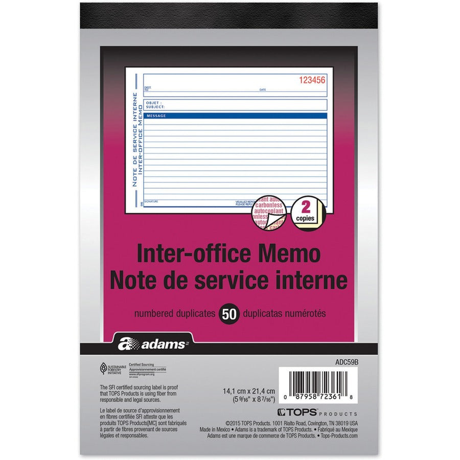 Adams Preprinted Interoffice Memo Book - ADC59B