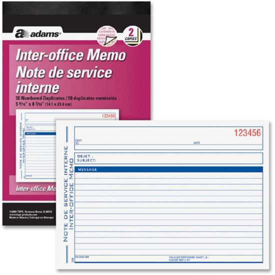 Adams Preprinted Interoffice Memo Book - ADC59B