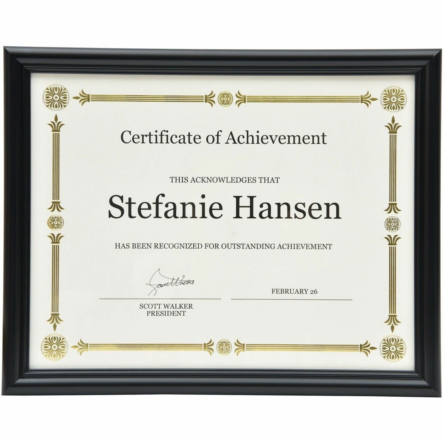 St. James&reg; Certificate/Diploma/Document Frame, 8.5x11" , Milano Glossy Black, 83904